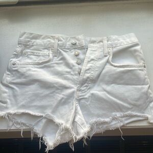 Agolde white denim shorts